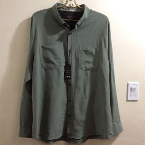 NWT Bruno Milan men’s olive green dress shirt